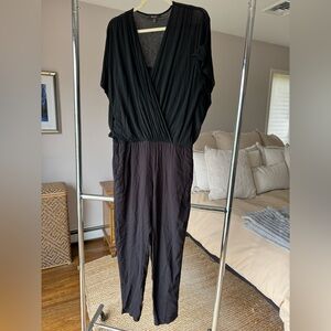 Ella Moss Sheer Top Black Wrap Jumpsuit w attached tank, Sz M